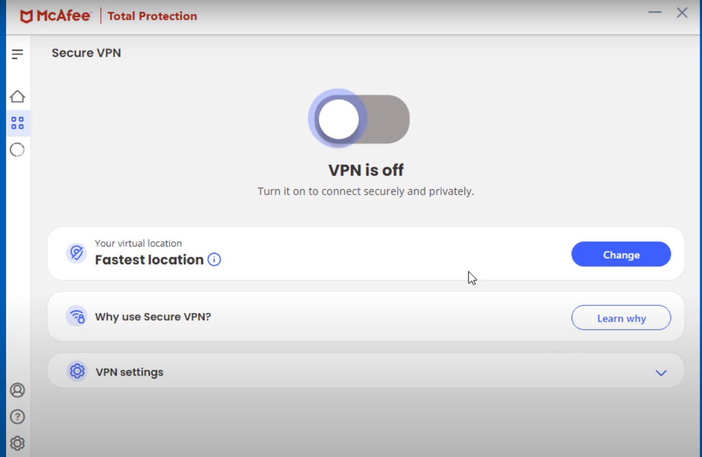 McAfee VPN  safe connect