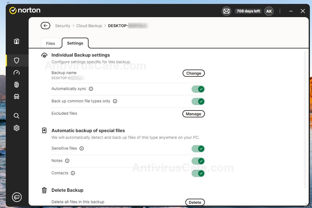 Norton cloud backup